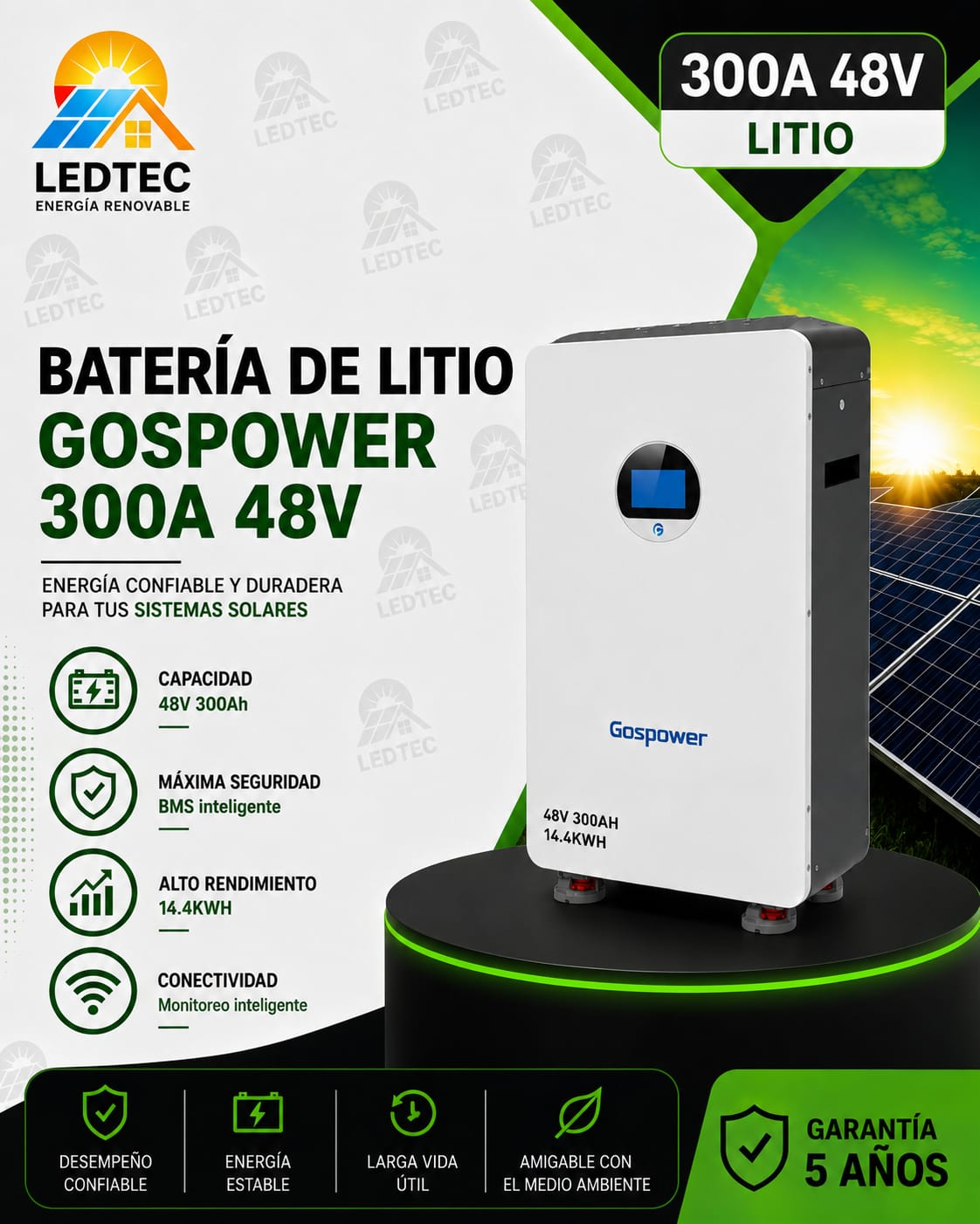 Bateria de Litio GOSPOWER 300A 48v