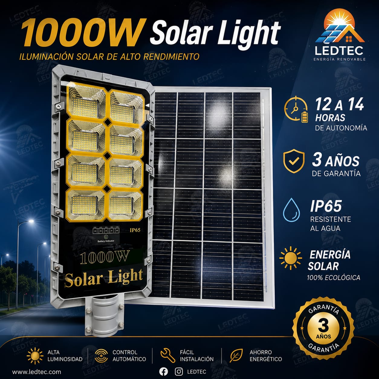 Lampara Solar 1000w