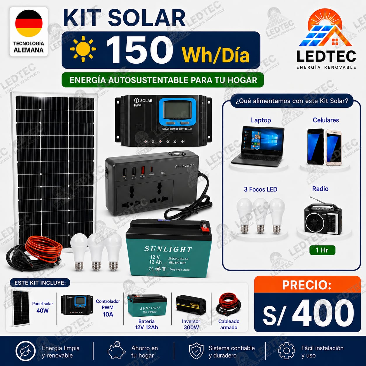 Kit Solar 150w