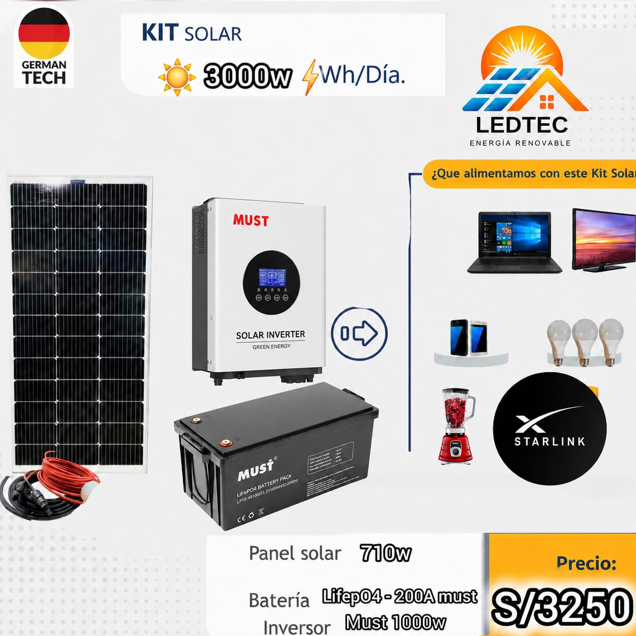 Kit Solar Litio 3000w