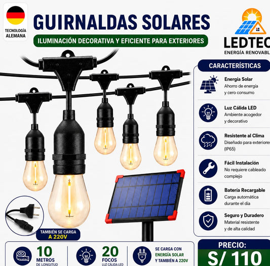 Guirnaldas Solares 10m 20 focos