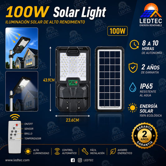 Lampara Solar 100w Con Sensor de Movimiento
