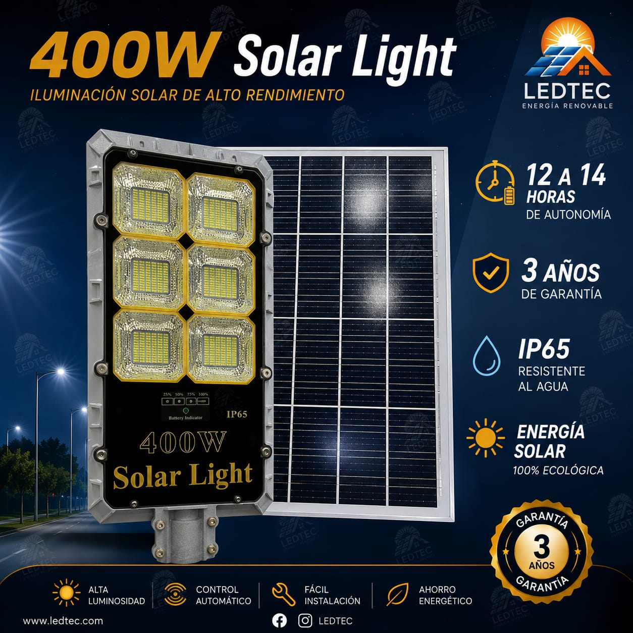 Lampara Solar 400w