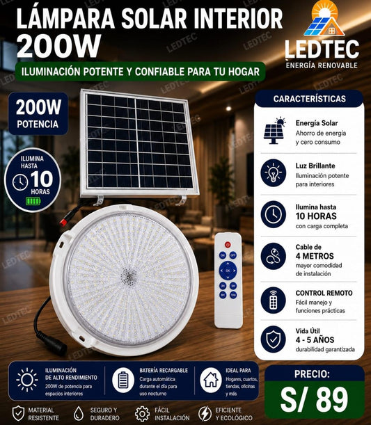 Lampara Solar Para Interior 200w