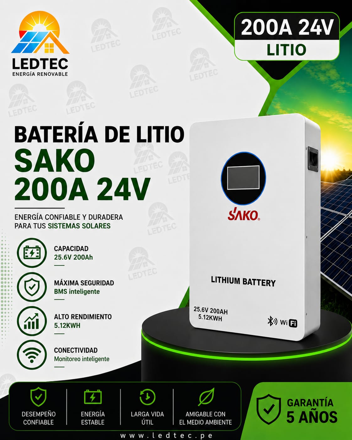 Bateria de Litio SAKO 200A 24V