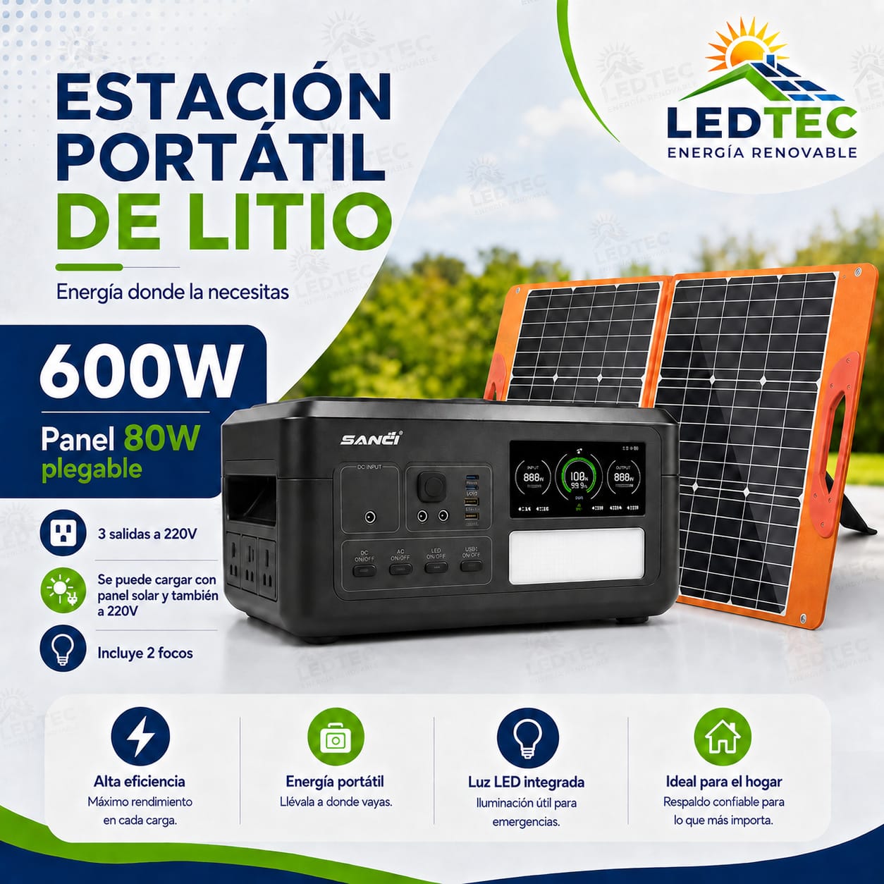 Estación Portátil De Litio 600w + Panel Plegable