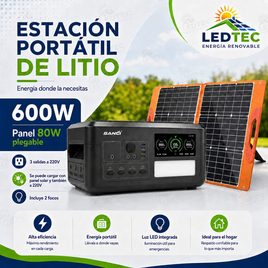 Estación Portátil De Litio 600w + Panel Plegable