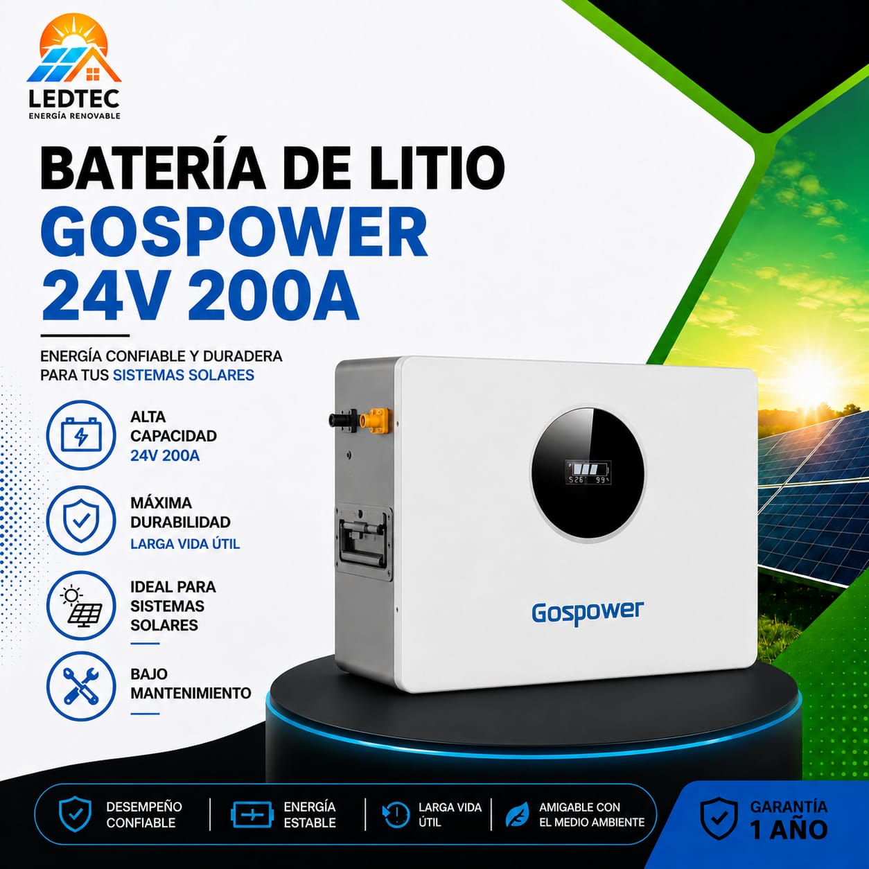 Batería De Litio 24v 200A GOSPOWER