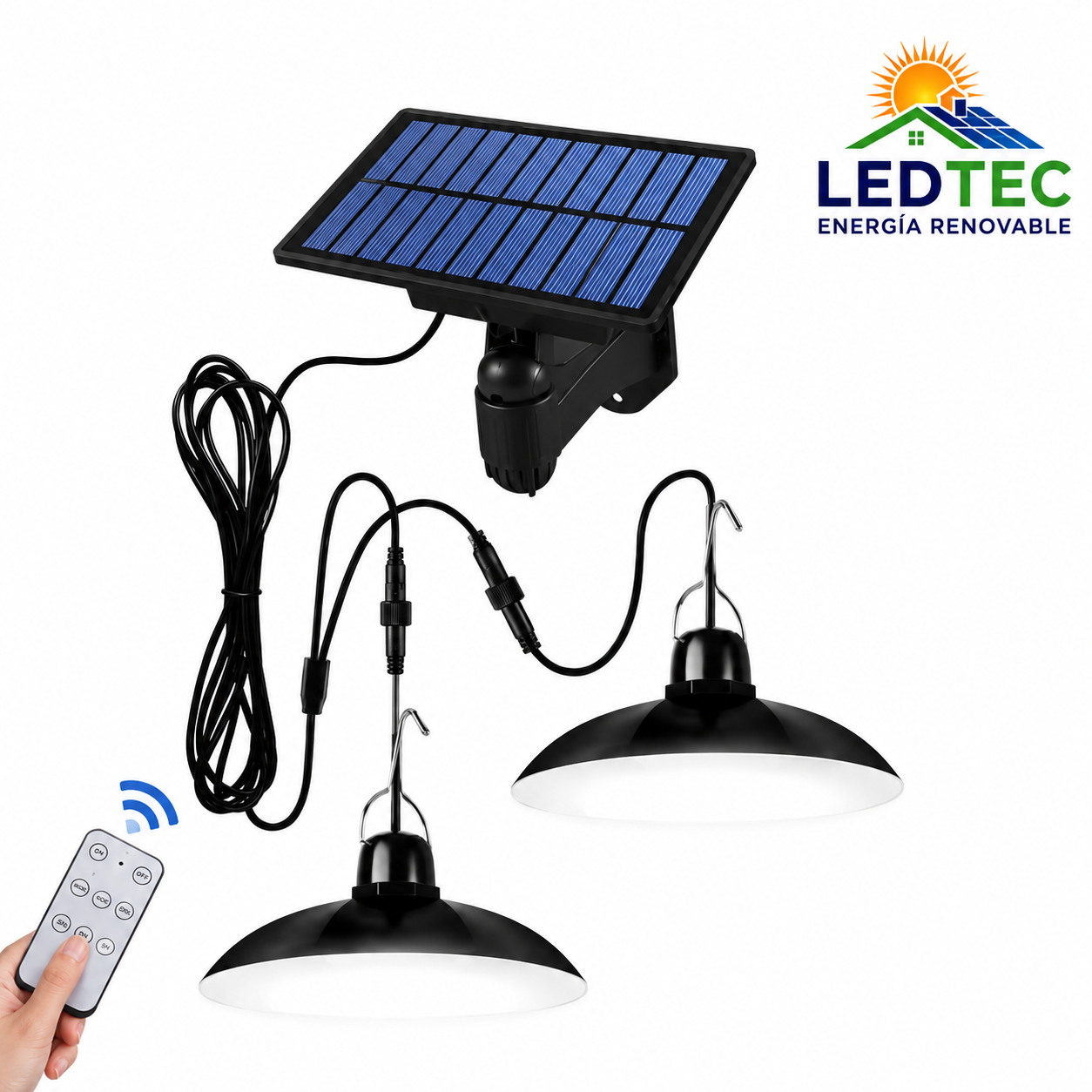 Lampara Solar Interior Colgante Campana 60w