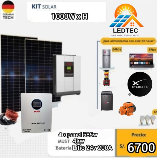 Kit Solar 1000w X Hora Litio