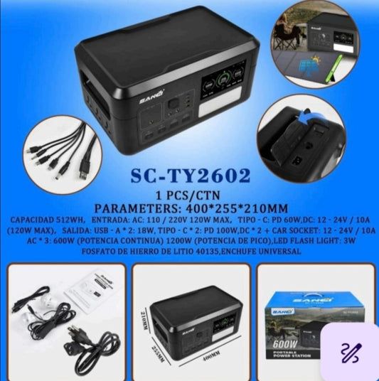 Kit Litio 600w + Panel 100w plegable Portátil